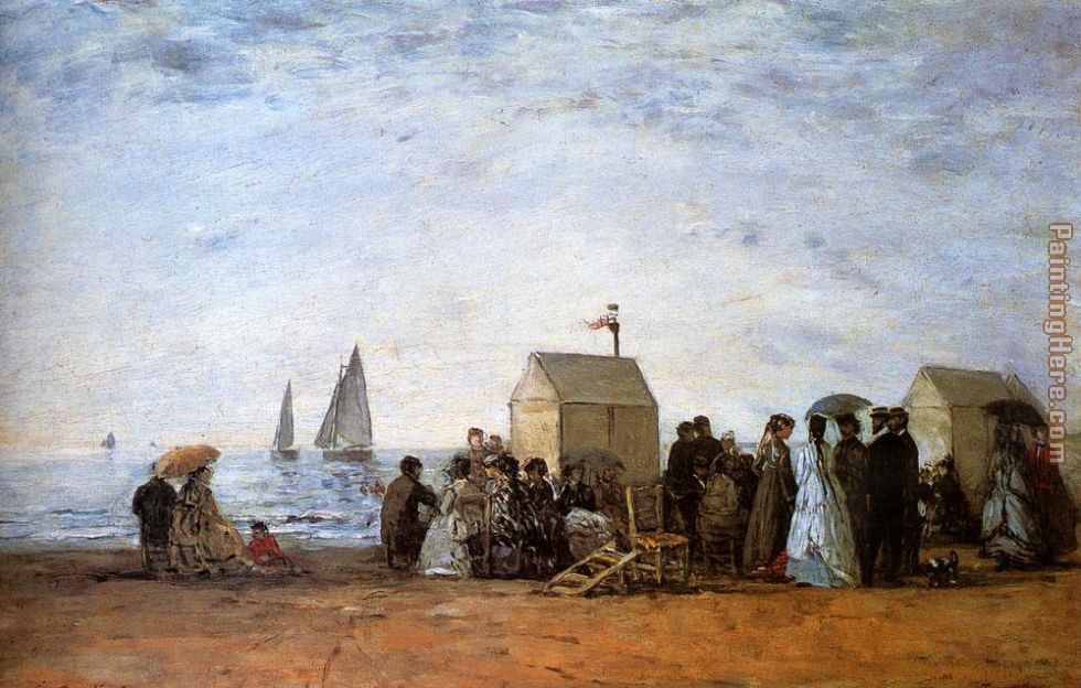 The Beach At Trouville painting - Eugene Boudin The Beach At Trouville art painting